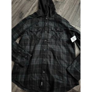 WRV Brand New with Tags Black and Grey Hooded Skater Surfer Vibe Flannel Size L